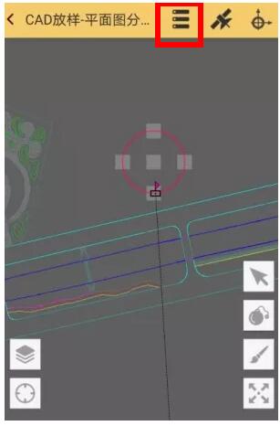 CAD 放樣功能在施工作業(yè)的同時，還可進(jìn)入繪圖模式（點擊右邊毛筆圖標(biāo)），可實時在原 CAD 底圖上進(jìn)行相關(guān)圖形的增加，如點、直線、折線、曲線等，并進(jìn)行放樣